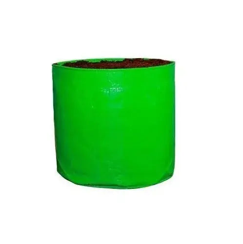 "An HDPE grow bag filled with lush green plants, showcasing its durable material and vibrant growth. The bag is lightweight, UV-resistant, and eco-friendly, designed for urban gardening or small spaces."