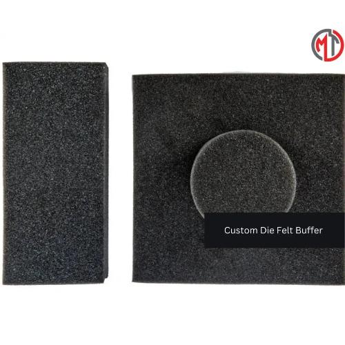 Die Felt Buffer in Use – "Die felt buffer placed between die cutting surfaces to reduce wear and ensure accurate, smooth cuts."
