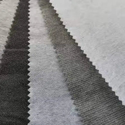 Detailed view of microdot interlining showing evenly spaced adhesive dots for strong yet lightweight fabric bonding."