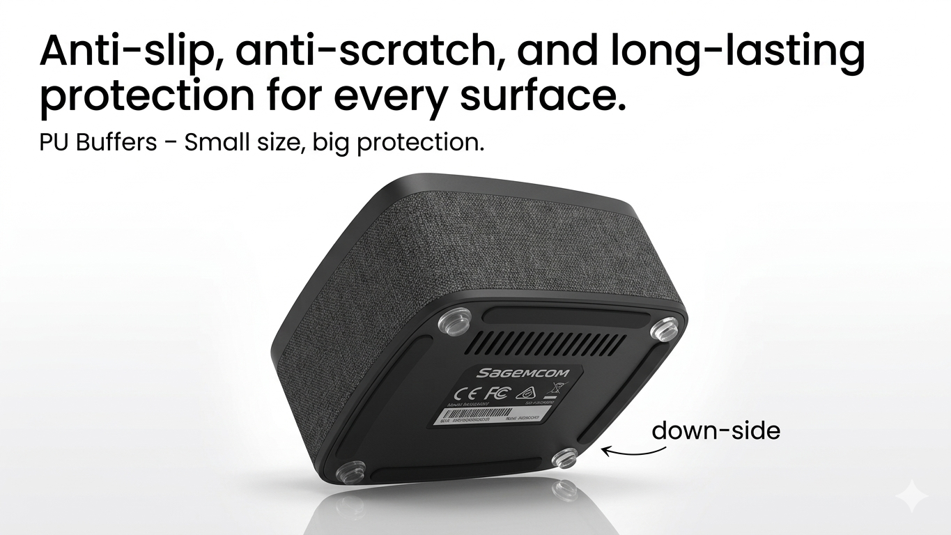 Product with anti-slip, anti-scratch, and long-lasting protection features on a white background.